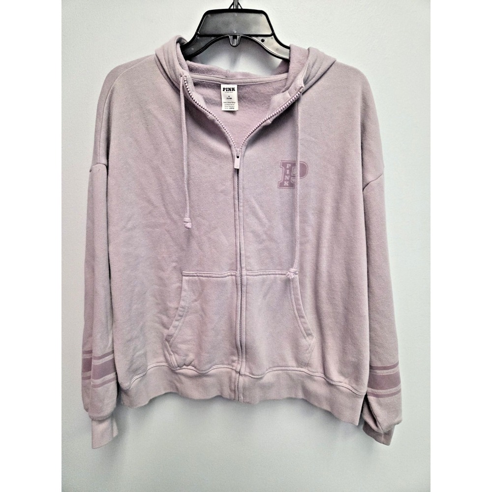 PINK Victoria's Secret Women's Med Lavender/Mauve Zip-Up Jacket‎ Hoodie Pockets